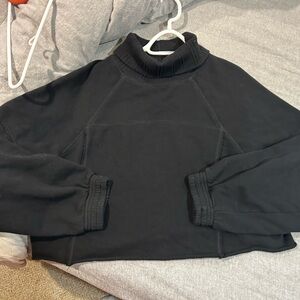 aerie Black Ribbed Mock Neck Sweatshirt